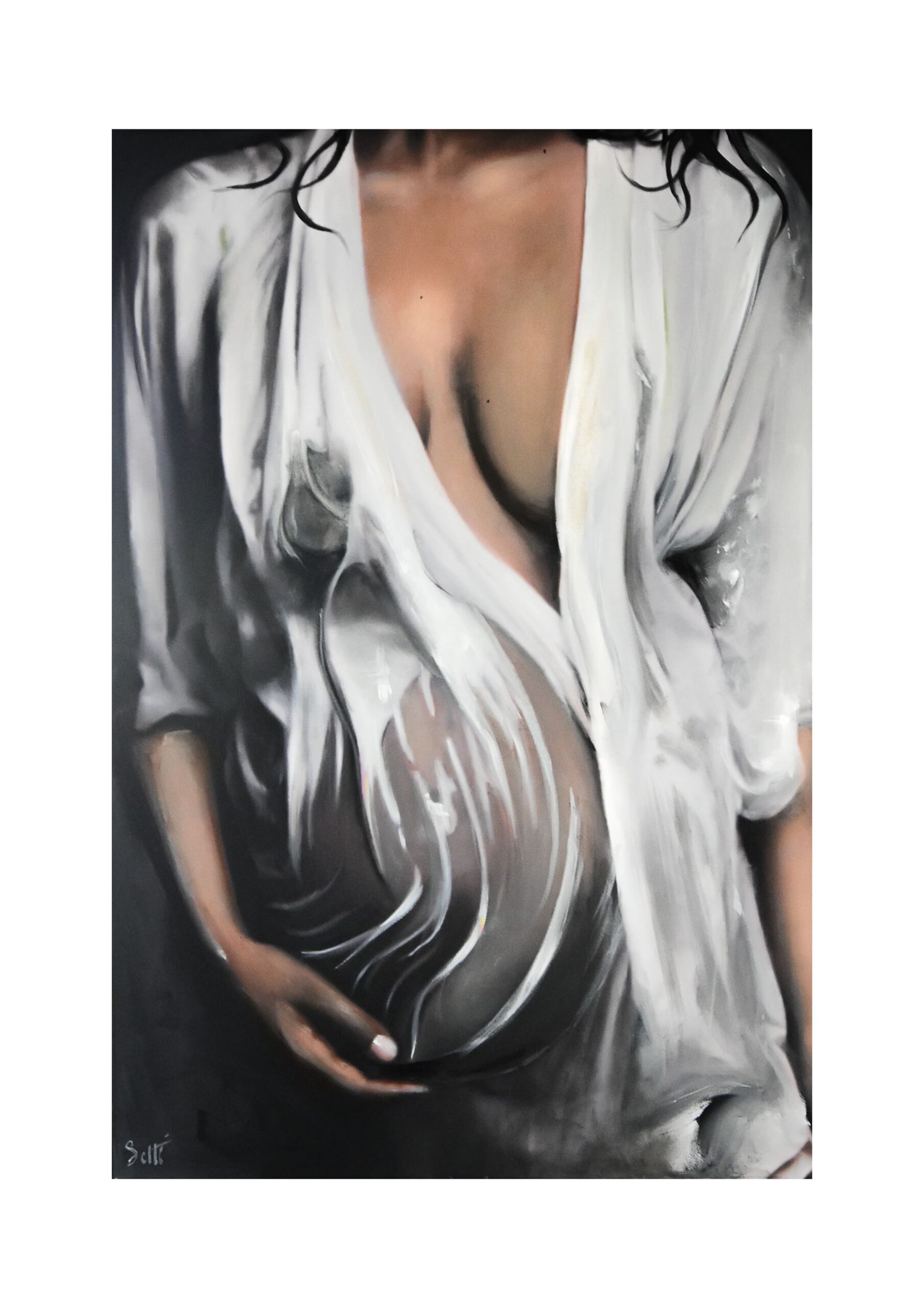 Format 90x60 cm
Thème abordé : la maternité sans altérer l'image de la femme et sa sensualité intrinsèque.